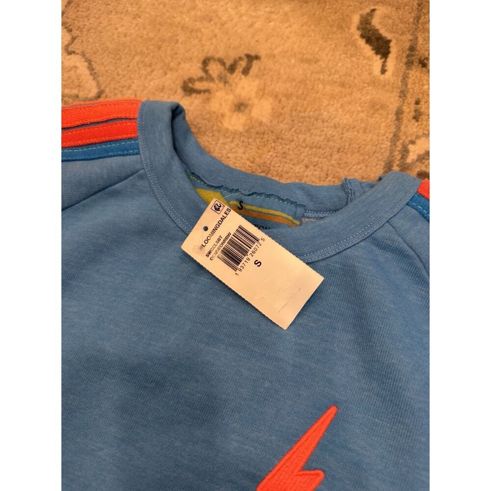 Aviator Nation Blue Crewneck Rainbow Stripe Cropped Sweatshirt Sz S NWT $220 - Picture 5 of 16